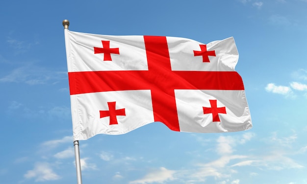 Georgia national flag with five red crosses