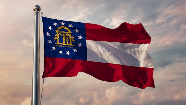 Georgia_US Waving Flag Against a Cloudy Sky