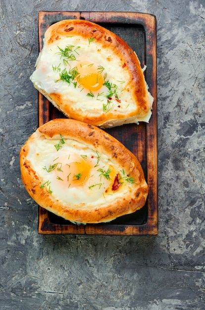 Georgian adjara khachapuri