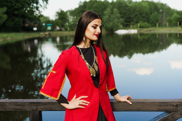 Georgian girl in red national dress