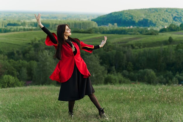 Georgian girl in red national dress