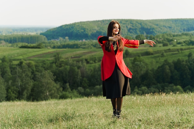 Georgian girl in red national dress