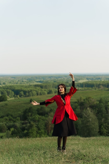 Georgian girl in red national dress