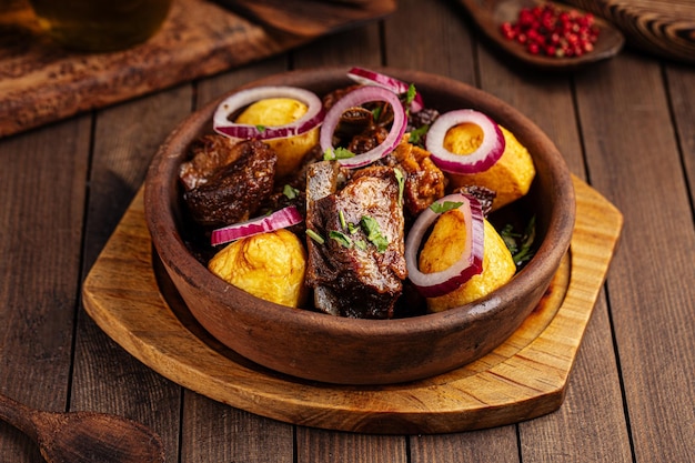 Georgian national dish ojahuri with beef meat