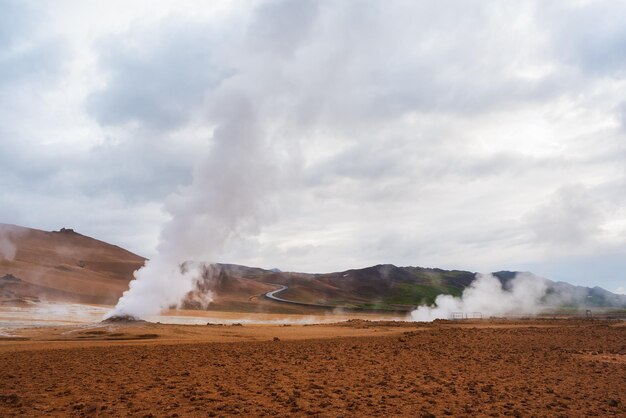 Geothermal area Namafjall with steam eruptions Iceland Europe