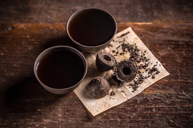 geperste puerh thee