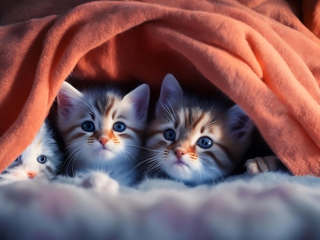 Foto geproduceerde groep nieuwsgierige kittensai