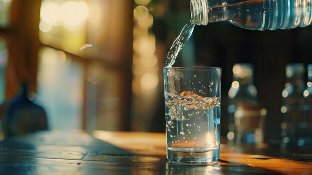 Gepureerd drinkwater op tafel in de woonkamer Mineraal rijk