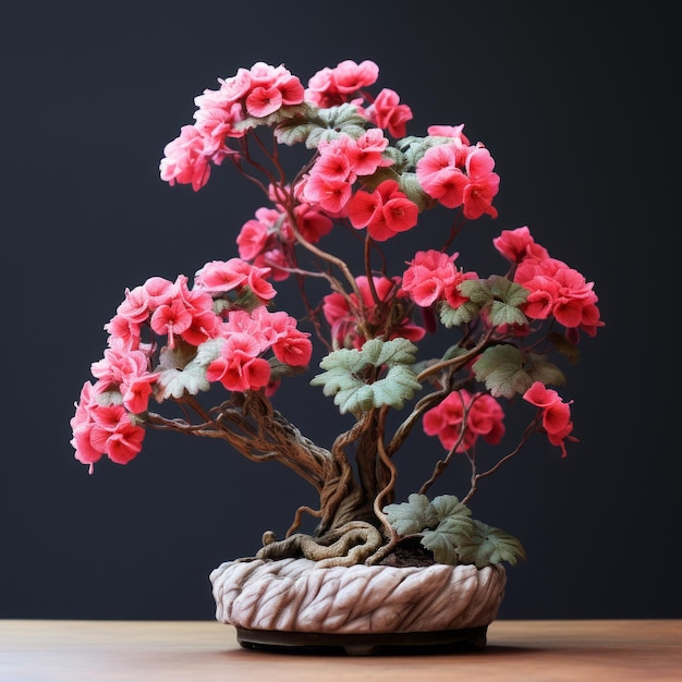 Foto bonsai di geranio una bellissima creazione in stile zbrush con petali dettagliati