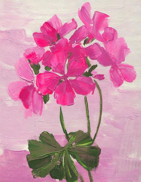 Photo geranium flower abstract art painting