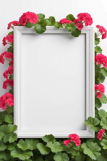 Geranium Garden Gallery blank Frame Mockup with white empty space for placing your design