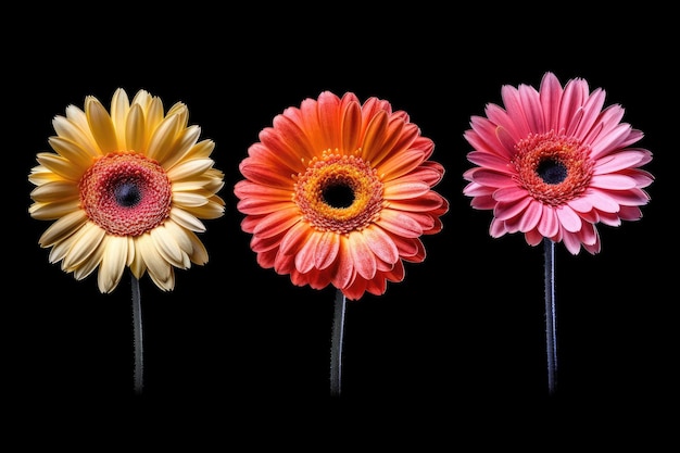 Gerbera bloei geïsoleerd op zwarte achtergrond