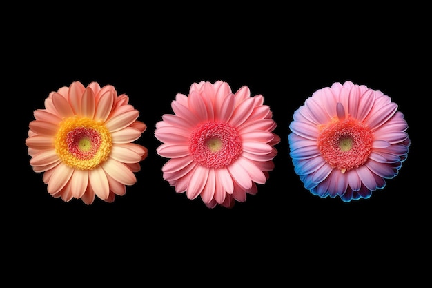 검은 배경에 고립 된 Gerbera 꽃