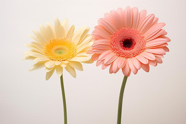 Photo gerbera and daisy on white