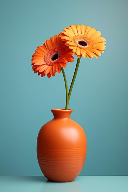 Gerbera flower in vase on a studio background