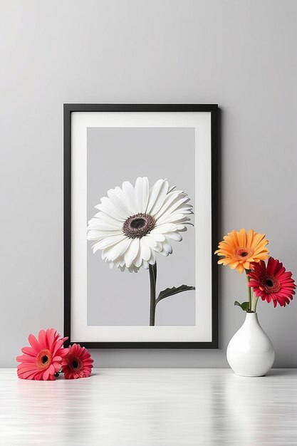 Gerbera Gallery blank Frame Mockup with white empty space for placing your design
