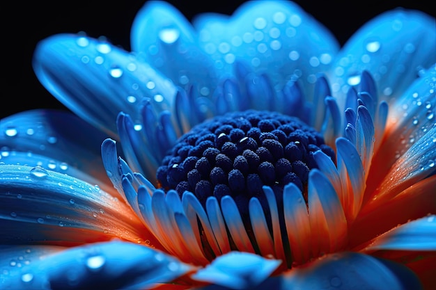 Gerbera petals captured with a macro lens during the blue hour