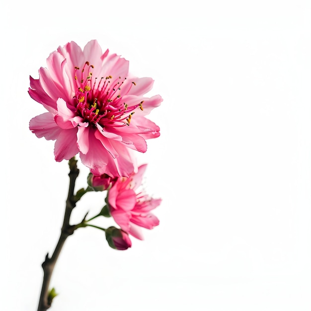 Foto gerbera roze bloem op wit voor ontwerp vrouwen dag groeten 8 maart vrouwen dag