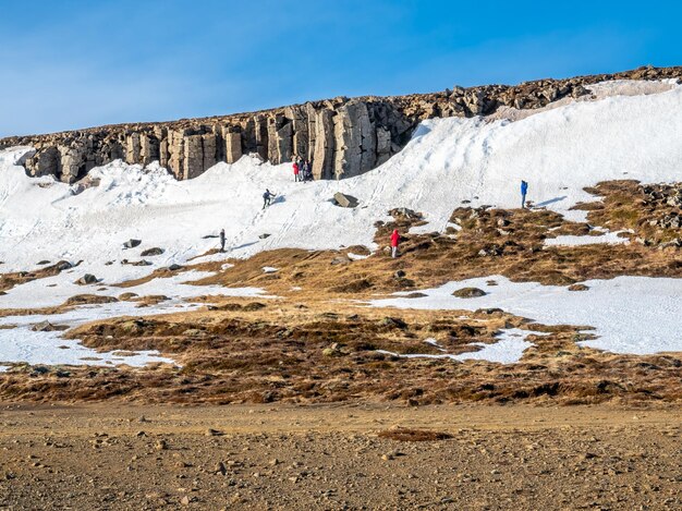 Gerduberg column wall nature of phenomenon structure of basalt stone in Iceland