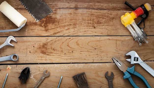 Gereedschap op tafel met gereedschap erop