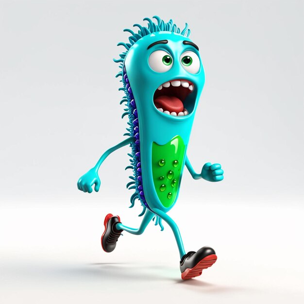 микроб бегущий испуганный 3d рендеринг персонажа