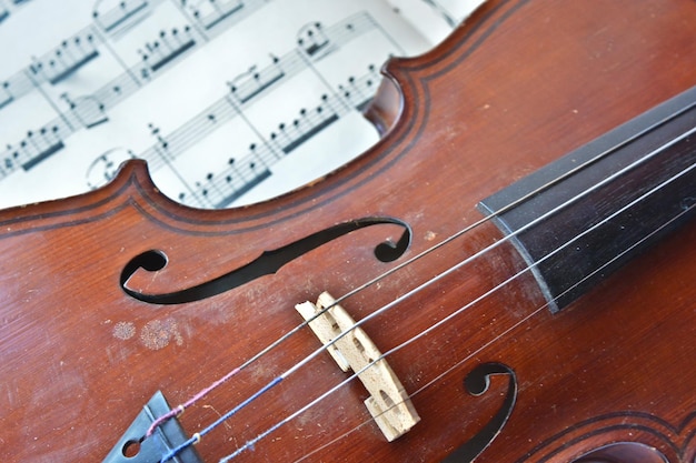 German ancient violin and notes