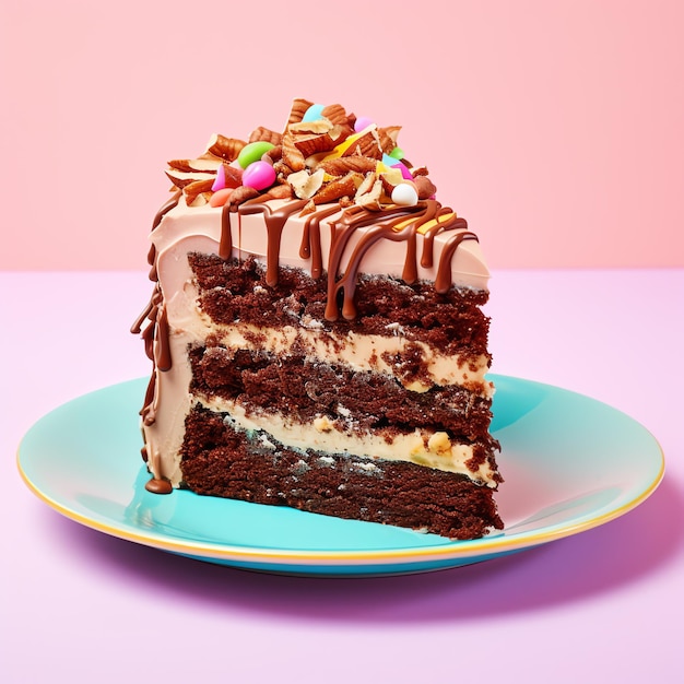 생일 파티 이벤트 배너 전단지 또는 광고를 위한 독일 초콜릿 케이크