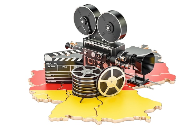 Немецкая кинематография концепция киноиндустрии 3D рендеринг изолирован на белом фоне