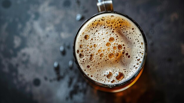 Photo german cuisine beer extreme closeup top view