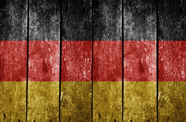 Photo german flag made on weathered wooden planks