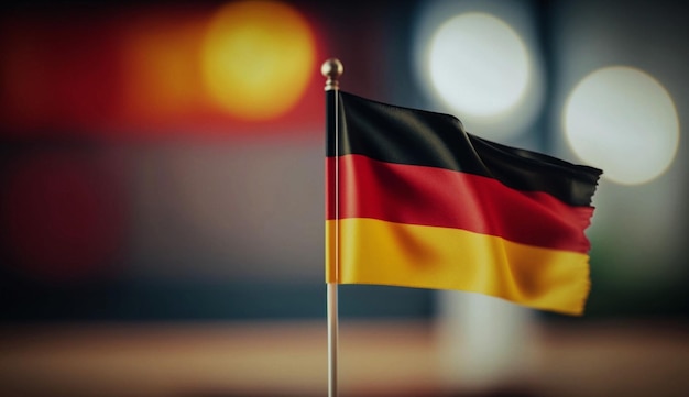 A german flag with a blurred background.