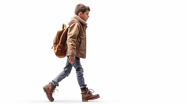 Photo german lad walks with backpack