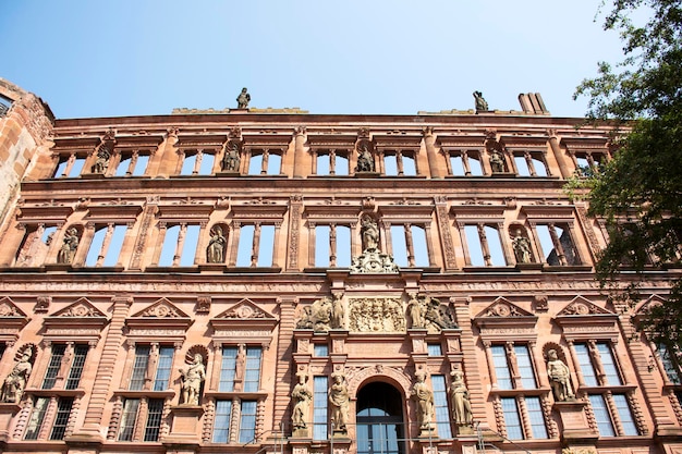 German people and foriegner travelers walking visit and travel inside of Heidelberg Castle and German called Heidelberger Schloss is a ruin and landmark of Heidelberg in BadenWurttemberg Germany