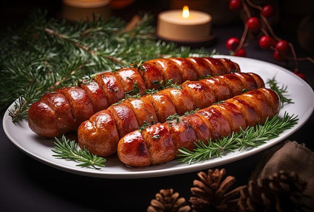 german sausages in the dish in the style of mandy disher