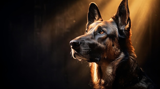 Photo german shepherd in artistic studio light