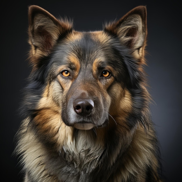 a german shepherd dog on a black background