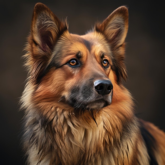 a german shepherd dog on a black background