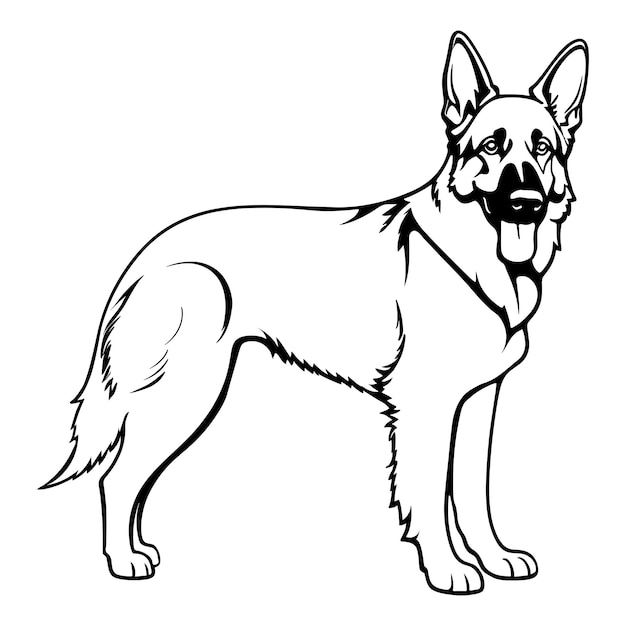 German shepherd dog coloring page for kids