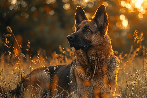 Photo german shepherd dog on the forest