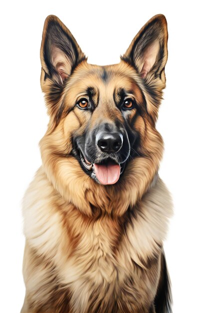 German shepherd dog portrait isolated on white background Closeup