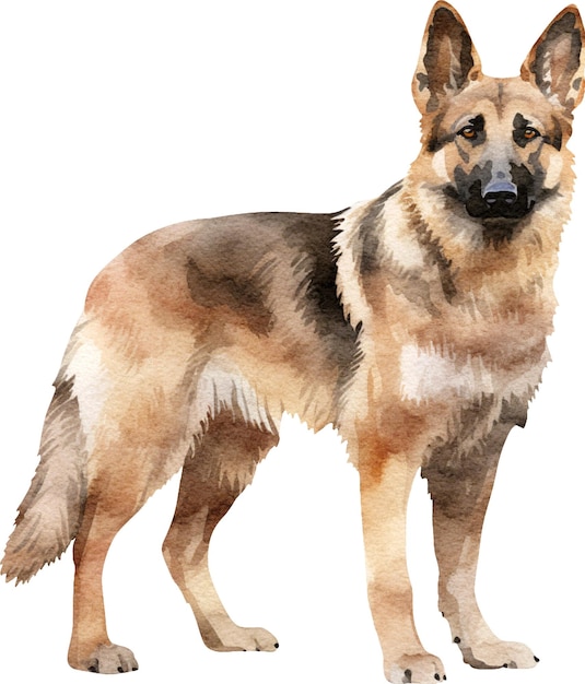 German Shepherd dog watercolor illustration