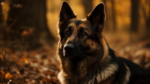German shepherd dog in the woods