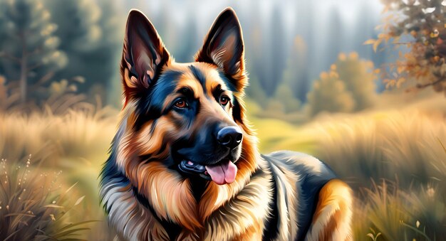 German shepherd portrait illustration