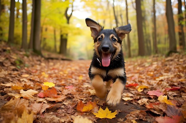 German shepherd pups playful pounce