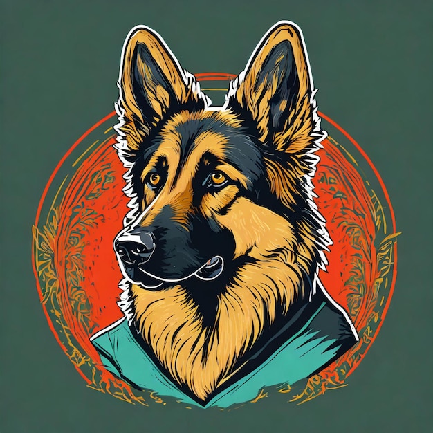 German Shepherd t shirt graphic design vector illustration