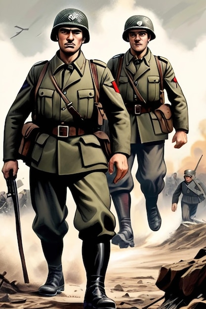 Photo german soldiers comics style