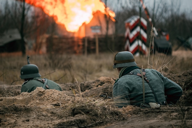 写真 trenchでの戦いにおけるドイツ兵