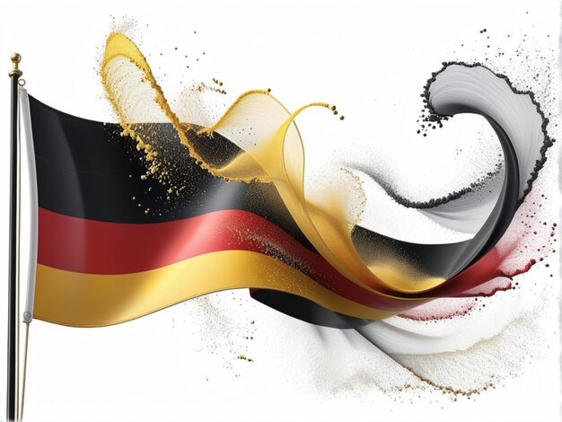 German wave flag fine powder exploding on a white background