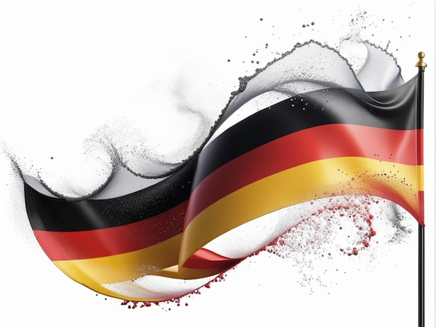 German wave flag fine powder exploding on a white background