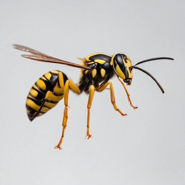 ドイツの黄色の蜂と白い背景で隔離のスズメバチ